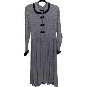 Vintage JG Hook Dress Womens Sz Large Pet Plaid Gingham Cottagecore Retro B&W